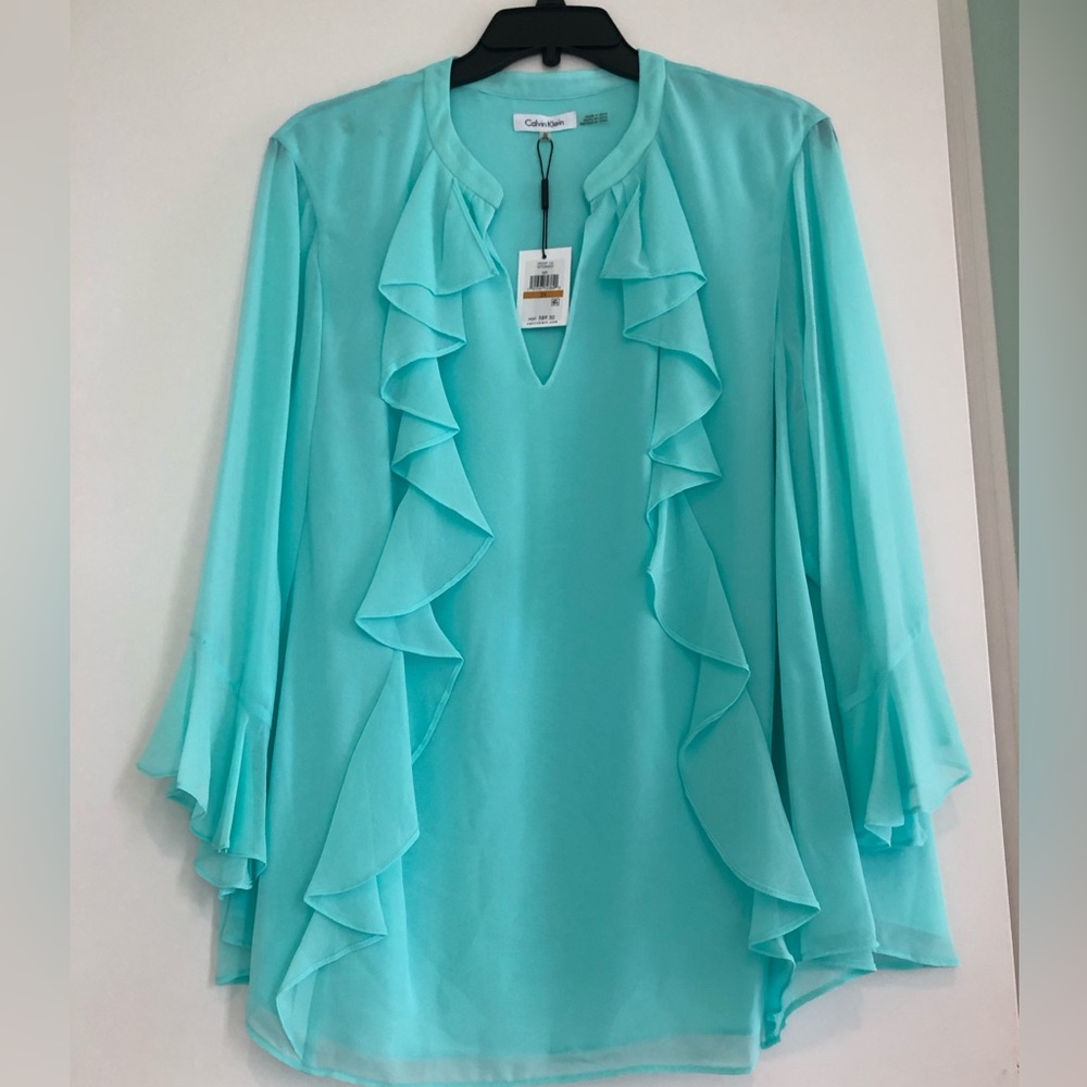 Calvin Klein Ruffled V-Neck